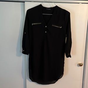 Black V-neck Tunic Top